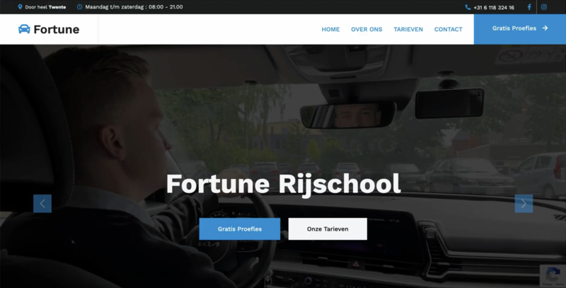 Screenshot van Fortune Rijschool website
