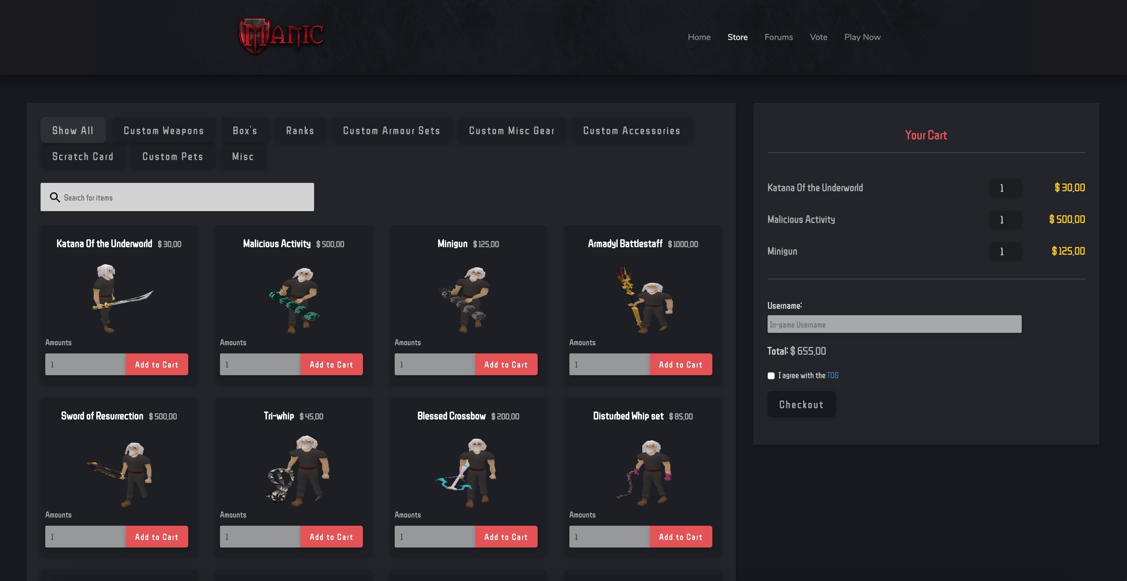 Screenshot van Manic Store game webshop